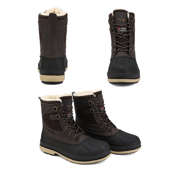 Men's Insulated Waterproof Snow Boots - DARK BROWN BLACK - 2